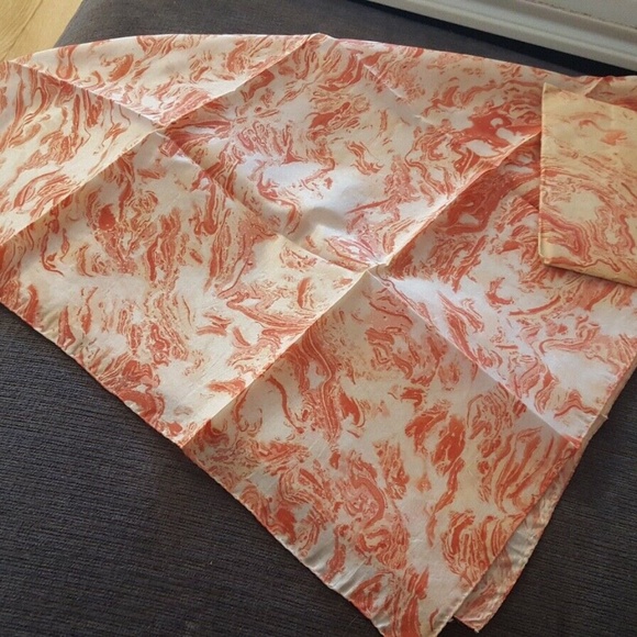 Hand Marbled Fabric Scarf Pinky Peach Coloured - Picture 2 of 3